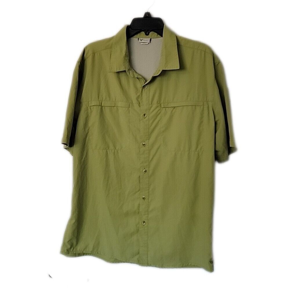 White Sierra Think Outside Vented Fishing Shirt ~ Sz L ~ Green ~ Short Sleeve